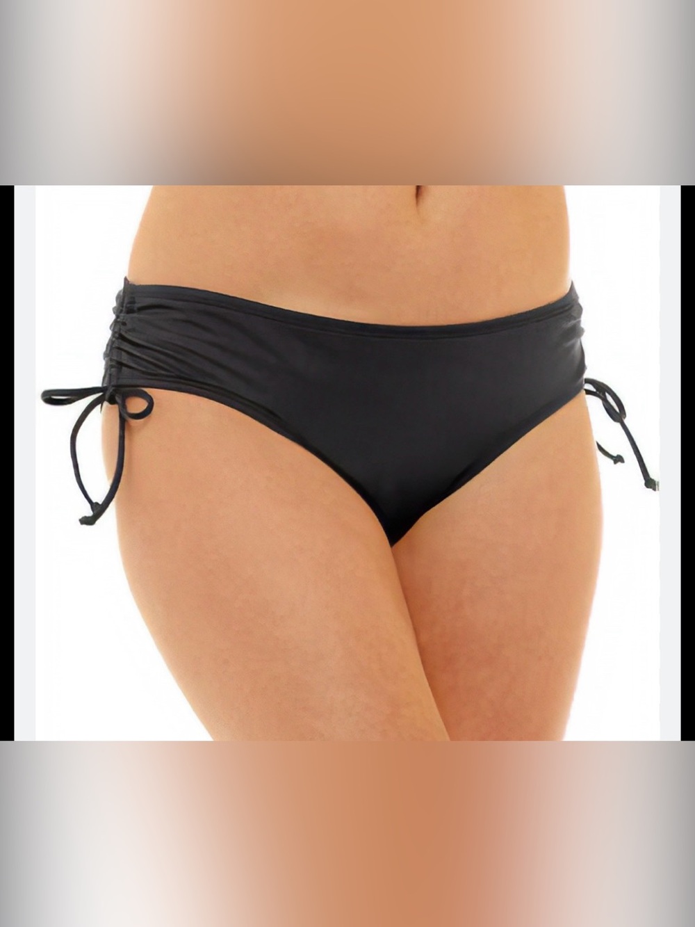 Liz Claiborne Black Ruched w/ Side-Tie Bikini Bottom - NWT - Size 12